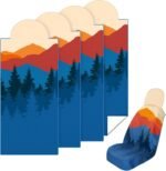 4 Packs 63 x 31.5 Polyester Nylon Mountain Forest Landscape Print Car Seat Towel Covers, Beach Towel, with 9.84'' Radius Hood for Beach, Camping and Dog Pet Workout Outdoor Sport Activities - Image 2
