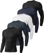 5 Pack Long Sleeve Compression Shirts for Men - Black Quick Dry Workout Base Layer Undershirt Top for Athletic Gym Running - Image 2