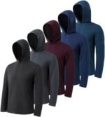 5 Pack Men's Lightweight Pullover Hooded Tees – Long Sleeve Sweatshirts for Gym, Running, Fishing - Image 2