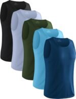 5 Pack Mens Running Sport Tank Tops Dry Fit Gym Wicking Athletic Mesh Breathable Cool Workout Sleeveless Shirts - Image 2
