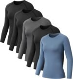 5 Pack Women's Compression Shirt Long Sleeve Workout Tops Athletic Baselayer Quick Dry Gym Yoga Running T-Shirt - Image 2