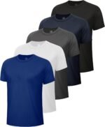 5 Pack Workout Mens T Shirts - Black Gym Quick Dry Short Sleeve Moisture Wicking Tee Tops for Athletic Work Casual Running - Image 2