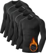 5 or 4 Pack Men's Thermal Compression Shirt Fleece Lined Long Sleeve Athletic Base Layer Cold Weather Gear Workout Top - Image 2