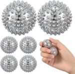 6 Pcs Magnetic Massage Ball for Adults Spiky Massage Ball for Hand Exercise, Pain Pressure and Stress Relief Christmas Gifts for Stocking Stuffers(Silver) - Image 2