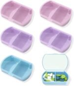 6PCS Small Pill Case Travel Pill Box Cute Pill Organizer for Purse Portable Daily Medicine Organizer 2 Compartment Pill Holder for Vitamins, Fish Oil, Supplements - Image 2