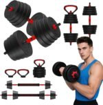 90 LB/75 LB/45 LB/25 LB Adjustable Dumbbells 4-in-1 Dumbbells Set Free Weight Set with Connector – Convert to Barbell, Kettlebell & Push-Up Stands | Interchangeable Weight Plates, Non-Slip Grips for Home Gym - Image 2