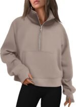 AUTOMET Womens Sweatshirts Half Zip Cropped Pullover Fleece Quarter Zipper Hoodies 2025 Fall Fashion Outfits Clothes - Image 2