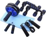 Abdominal Muscle Training Rollers, 5-In-1 Roller Kit with Knee Pads, Push-Up Bars, Handle Grips, Skipping Ropes, Home Gym Exercise Kits Suitable for Physical Training - Image 2