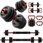 Adjustable Dumbbell Set, 10/20/30/45/70/90lbs Free Weight Set with Connector, 5 in1 Dumbbells Set Used as Barbell, Kettlebells, Push up Stand,Weight Plate, Fitness Exercises for Home Gym Suitable Men/Women - Image 2