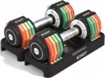 Adjustable Dumbbells Set/Single, 12.5LB/22.5LB/55LB 5 in 1 Free Adjustable Dumbbell Set with Anti-Slip Handle & Rainbow-colored Weight Plates for Home Gym, Weight Set for Women Men - Image 2