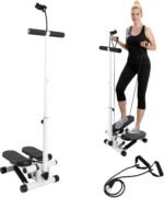 Adjustable Height Stair Stepper with Resistance Bands and LCD Monitor - 330 lb Capacity, Handlebar and Phone Stand for Home Workouts - Image 2