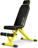 Adjustable Weight Bench,1000 LB Fast Folding Workout Bench for Home Gym Strength Training, Incline Decline Flat Utility Bench Press for Full Body Workout, Upright Storage Yellow Exercise Bench - Image 2
