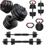 Adjustable dumbbell set,20/35/45/55/70/90lbs Free Weights set with upgraded nut, 5 in 1 Weight Set Used as Kettlebells, Barbell, Push up Stand, Fitness Exercise for Home Gym Suitable Men/Women - Image 2