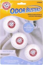 Arm & Hammer Odor Busterz Deodorizing Balls - Air Freshener and Odor Eliminator - Long Lasting Freshness for Home, Bathroom, Closet, Gym Bags, Sports Gear and More - 3-Count, White Linen Scent - Image 2