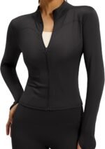 Athletic Jackets For Women Full Zip, Lightweight Long Sleeve Workout Jackets With Thumb Holes - Image 2