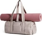 BAGSMART Reiki Gym Bag for Women, Medium Yoga Mat Crossbody Bag with Wet & Dry Pocket, Quilted Gym Shoulder Bag for Weekend, Sand Brown - Image 2