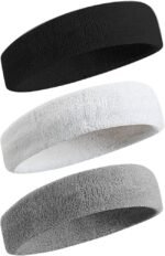 BEACE Sweatbands Sports Headband for Men & Women - Moisture Wicking Athletic Cotton Terry Cloth Sweatband for Tennis, Basketball, Running, Gym, Working Out - Image 2