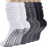 BISOUSOX Pilates Socks Slouch Scrunch Grip Socks, Yoga Grippy Barre Anti Slip Long Ankle Crew Sock for Women Hospital - Image 2