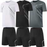 BUYJYA 3 Pack Men's Gym Shorts Shirt Set Workout Athletic Basketball Running Football Elastic Waist with Pocket Gifts - Image 2