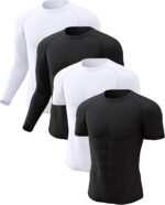 CL convallaria 4 Pack Compression Shirts Men Long Short Sleeve Cooling Dry Rash Guard Athletic Workout T Shirt for Sports - Image 2