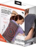 Calming Heat Massaging Weighted Heating Pad by Sharper Image- Weighted Electric Heating Pad with Massaging Vibrations, 9 Settings- 3 Heat, 6 Massage- 18 Relaxing Combinations, 12” x 24”, 4 lbs - Image 2