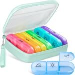 Cute Pill Organizer 3 Times a Day, Large Daily Pill Case for Women, Portable Pill Box 7 Day for Purse with Bag & Zipper to Hold Vitamins, Medications, Fish Oils, Supplements (Cyan Blue) - Image 2