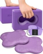 Deep-Zen® Yoga Blocks Wrist Support; Yoga Blocks 2 Pack with Knee Pads and Strap to Put Less Weight on Wrists; Durable, Versatile Yoga Brick Exercise Block Set, Blocks Yoga - Image 2