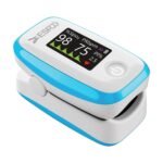 ESPOO Pulse Oximeter with 20 Memory, Oxygen Monitor Fingertip 4 Color TFT Display(SPO2), Alarm & Brightness Adjustable, Batteries & Lanyard Include(White&Blue) - Image 2