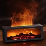 Essential Oil Diffuser, Fireplace Flame Oil Diffuser - Aromatherapy Aroma Humidifier, Upgrade 7 Flame Colors Noiseless 150ml Remote Control - Perfect for Bedroom Home Office (Fireplace Black) - Image 2
