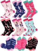 Eurzom 6 Pairs Funny Yoga Lover Socks for Women Novelty Cotton Crew Socks Yoga Stuff Christmas Gift for Women Girls Yogis Lovers - Image 2