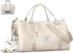 FIORETTO Womens Gym Tote Duffle Bag with Wet Pocket & Shoe Compartment, Sports Duffel Overnight Weekender Hospital Workout Carry on Bag for Girls, Ideal for Travel, Swimming, Dance, Ballet Beige - Image 2