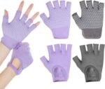 Fingerless Non Slip Gym Gloves for Women 2 Pairs Silicone Non Slip Pilates Gloves for Yoga Fitness Sports Gym One Size Fits Most Women - Image 2