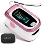 Fingertip Pulse Oximeter, OLED color large screen heart rate monitor for any age, comes with carrying case and lanyard. [Rose Gold] - Image 2