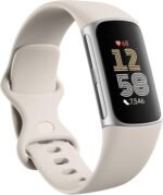 Fitbit Charge 6 Fitness Tracker with Google apps, Heart Rate on Exercise Equipment, 6-Months Premium Membership Included, GPS, Health Tools and More, Porcelain/Silver, One Size (S & L Bands Included) - Image 2
