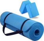 Fitvids All Purpose 1/2-Inch Extra Thick High Density Anti-Tear Exercise Yoga Mat with Carrying Strap and Yoga Blocks, Multiple Colors - Image 2