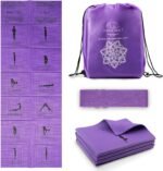 Foldable Yoga Mat for Women, Non Slip Exercise Mat for Home Gym, 5mm Travel Yoga Mats Set With Stretch Strap for Yoga Pilates and Fitness, 68"L x 24"W x 0.2 Inch Thick - Image 2