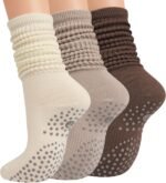 Grip Pilates Socks for Women, Yoga Slouch Socks with Grip for Barre Workout Hospital Long Scrunch Slipper Socks - Image 2