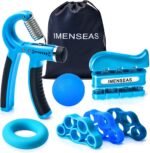 Grip Strength Trainer 7 Pack Adjustable, Finger Stretcher Resistance Extensor Bands, Finger Exerciser, Hand Gripper Strength Ring & Stress Ball - Image 2