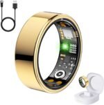 Health Tracker Ring, Smart Health Ring for Women Men with Heart Rate, Blood Oxygen, Sleep Monitor, Steps,Calories, No Subscription Fee, IP68 Waterproof Smart Ring for iPhone & Android (Gold, 6#) - Image 2