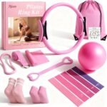 Home Pilates Essentials Kit for Women Pink Ring and Ball Pilates Set Equipment, Magic Circle with 5 Resistance Bands Premium Accessories Kits for Starter Toning Workouts at Home - Image 2