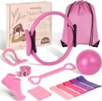 Home Pilates Essentials Kit for Women,Pilates Equipment Set with 9 Inch Yoga Ball,Figure 8 Resistance Band,Pilates Bands & Accessories,Pilates Ring and Ball Set for Beginners Home Workouts - Image 2