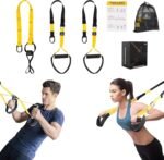 Home Resistance Training Kit, Resistance Trainer Fitness Straps for Full-Body Workout, Bodyweight Resistance Bands with Handles, Door Anchor, Workout Guide for Home Gym (Resistance) (Black, Yellow) - Image 2