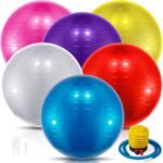 Jexine 6 Pcs Yoga Ball Exercise Ball PVC Stability Balance Yoga Ball Chair Quick Pump for Physical Workout Pregnancy Home Office Gym Equipment - Image 2