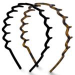 Kitsch Zig Zag Headbands for Women Non Slip – Fashion Accessories for Slicked Back Styles - Comfortable Comb Headband with Teeth | Ideal Gifts for Women - Tortoise & Black Headband - 2 pcs - Image 2