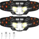 LHKNL Headlamp Flashlight, Lumen Ultra-Light Bright LED Rechargeable Headlight with White Red Light, 2-Pack Waterproof Motion Sensor Head Lamp,8 Modes for Outdoor Camping Running Hiking Fishing - Image 2