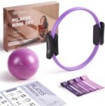 LIONSCOOL Pilates Ring Set – 14" Anti-Deformation Magic Circle with Padded Handles, Mini Ball, Resistance Bands, Guide & Bag - Image 2