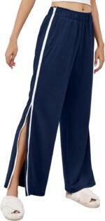 LOMON Womens Tear Away Pants Sides Full Open Sweatpants Double Slider Zip Off Post Surgery Pant with Pockets - Image 2