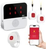 Life Alert Systems for Seniors No Monthly Fee, App-Controlled Caregiver Pager, LED Number Display 1Waterproof Wrist Remote Control 2Call Button 1Receiver(Only Supports 2.4GHz Wi-Fi) - Image 2