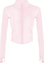 Lviefent Womens Lightweight Full Zip Running Track Jacket Workout Slim Fit Yoga Sportwear with Thumb Holes - Image 2