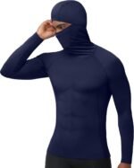 Men's Compression Shirt Hoodie with Mask, Long Sleeve Athletic Base Layer Top, Cool Dry Workout Sports Undershirt - Image 2